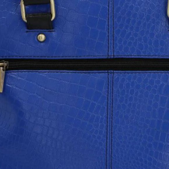 Genuine Leather Bag Blue and Black Croc Embossed - NEW - Picture 3 of 6